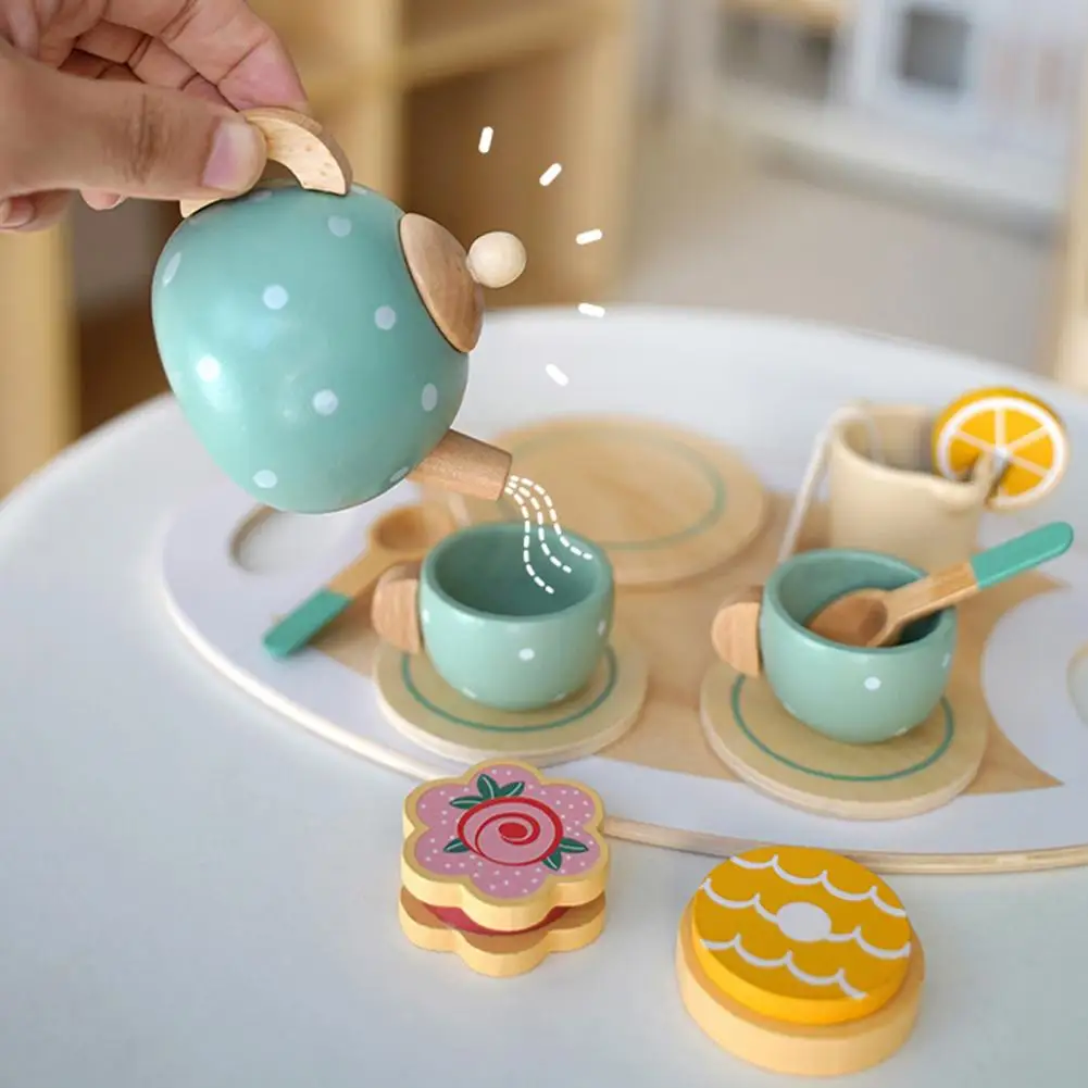 

1 Set Safe Afternoon Tea Toy Collectible Miniature Tea Set Handicraft Doll House Tea Party Tableware Set Pretend Toy