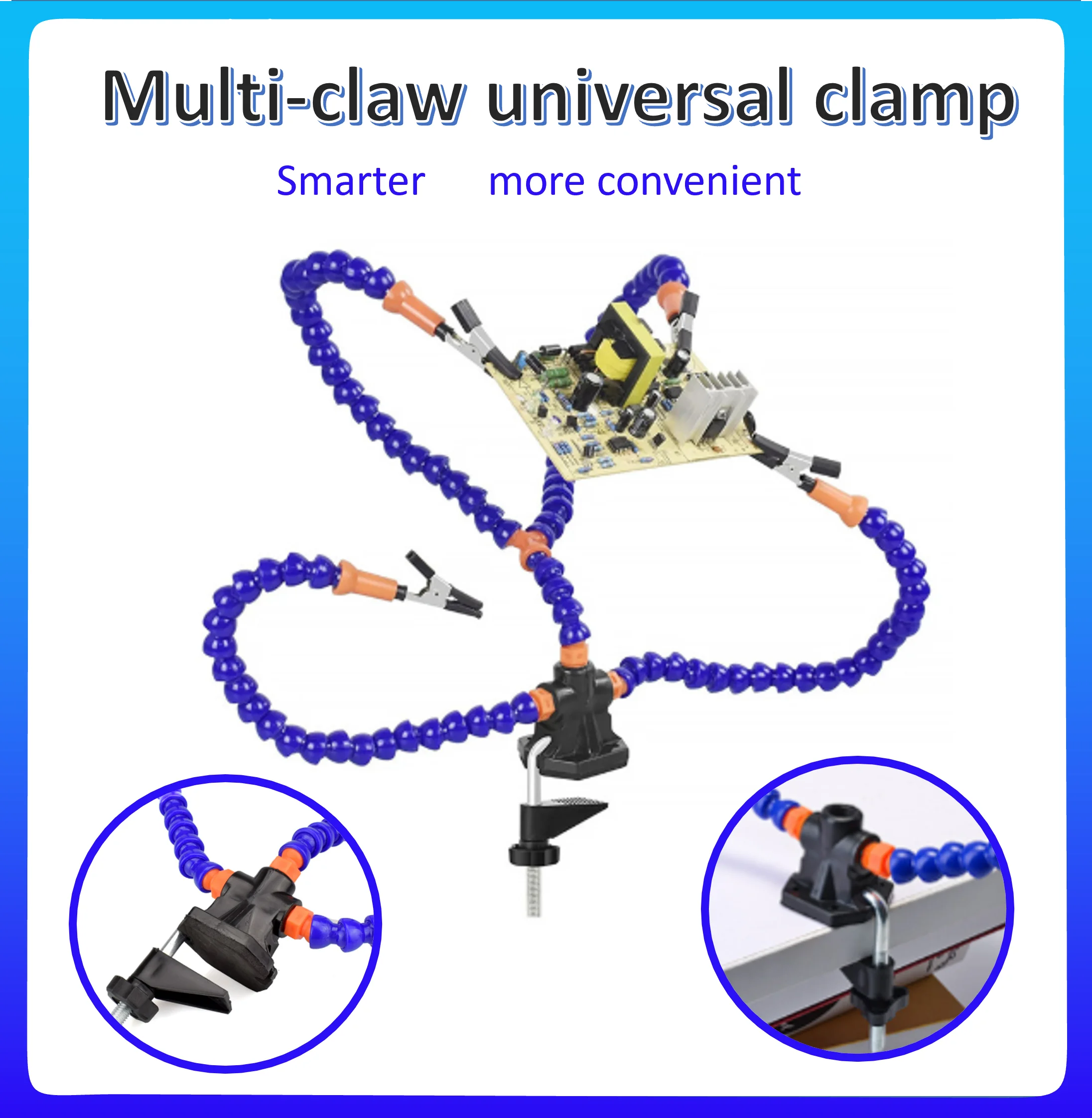 

Multi-function Multi-claw simple welding table flexible universal arm DIY welding PCB repair circuit board clamp auxiliary tool