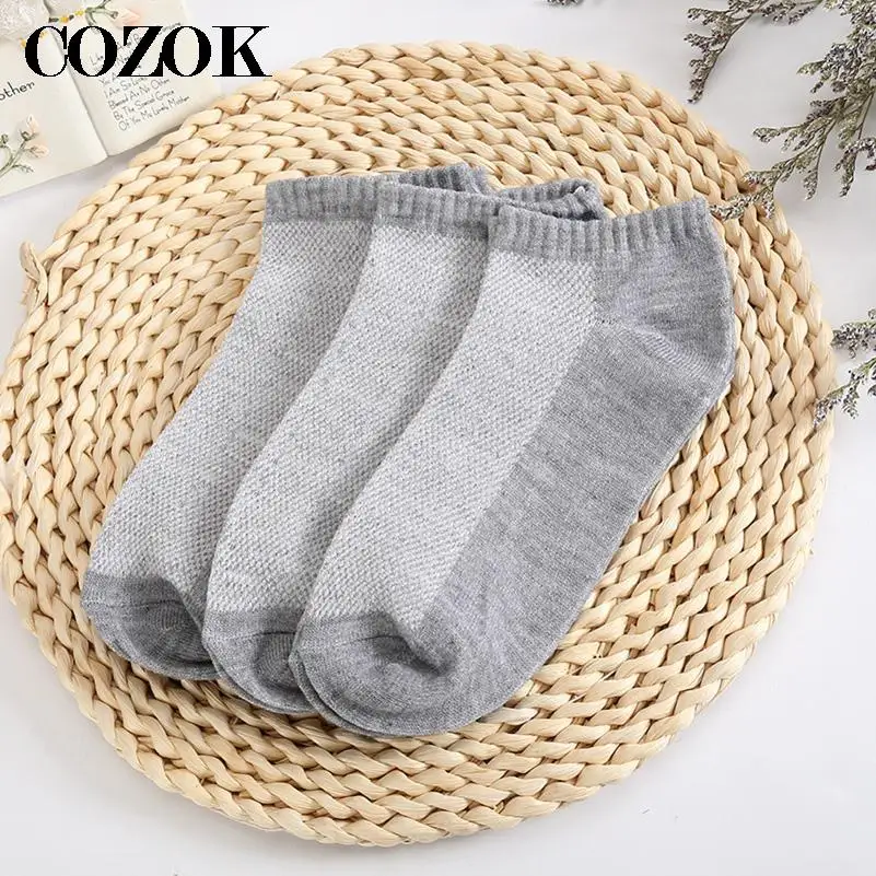 3 Pairs Solid Mesh Mens Socks Invisible Short Ankle Socks Men Summer Breathable Thin High Quality Male Boat Socks Meias DropShip images - 6