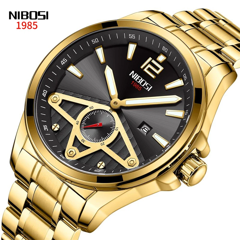 

NIBOSI New Small Seconds Hand Design Mens Watches Top Brand Quartz Watch Waterproof Stainless Steel Wristwatch Relogio Masculino