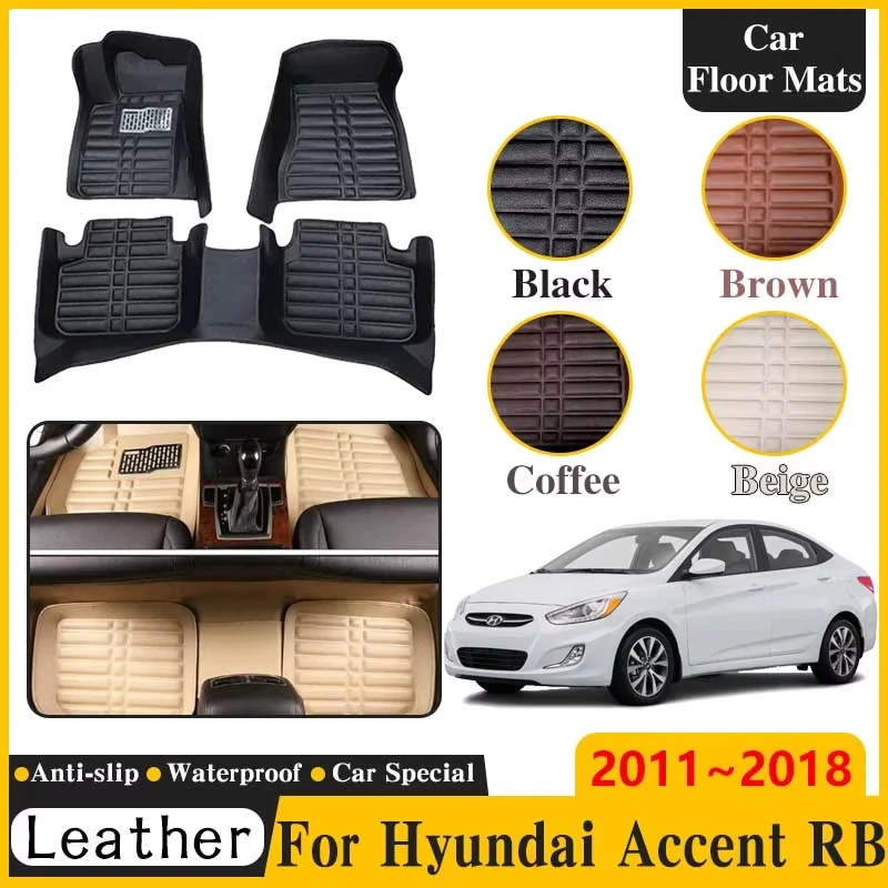 Фото Кожаный автомобильный коврик для Hyundai Accent Solaris 2011 ~ 2018 i25 Accent LHD Pad, запасная запасная часть, авто аксессуары для интерьера №1