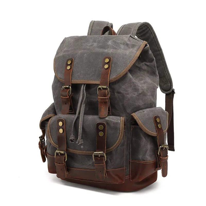 Waterproof Men'S Backpack Vintage Canvas Backpack School Bag Men'S Travel Bags Large Capacity Travel Laptop Retro Bag