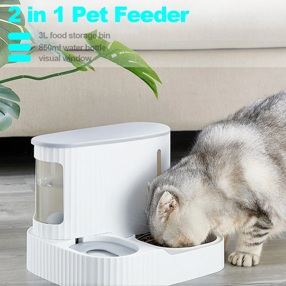 

2 in 1 Large Capacity Feeder Water Dispenser Cat Dog Feeding & Watering Supplies Auto Feeder Drinker For Cats Pet Accessories