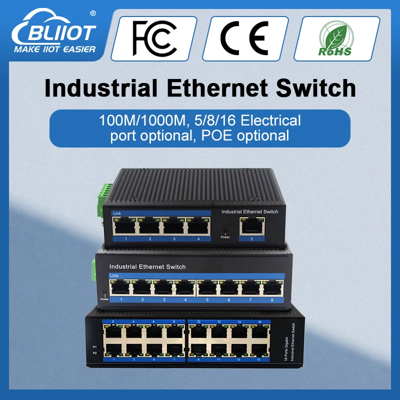 BLiiot POE switch 5/8/16 port IP Camera Wireless  network switches 100/1000BaseTX for Network Surveillance Industrial Switches