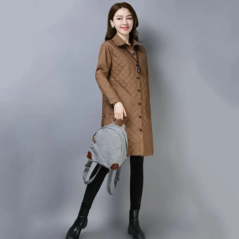 Casual Mid-length Lightweight Parkas Jackets Oversized Women Cotton Padded Coats Loose Waterproof Casacos Fall Winter Chaquetas