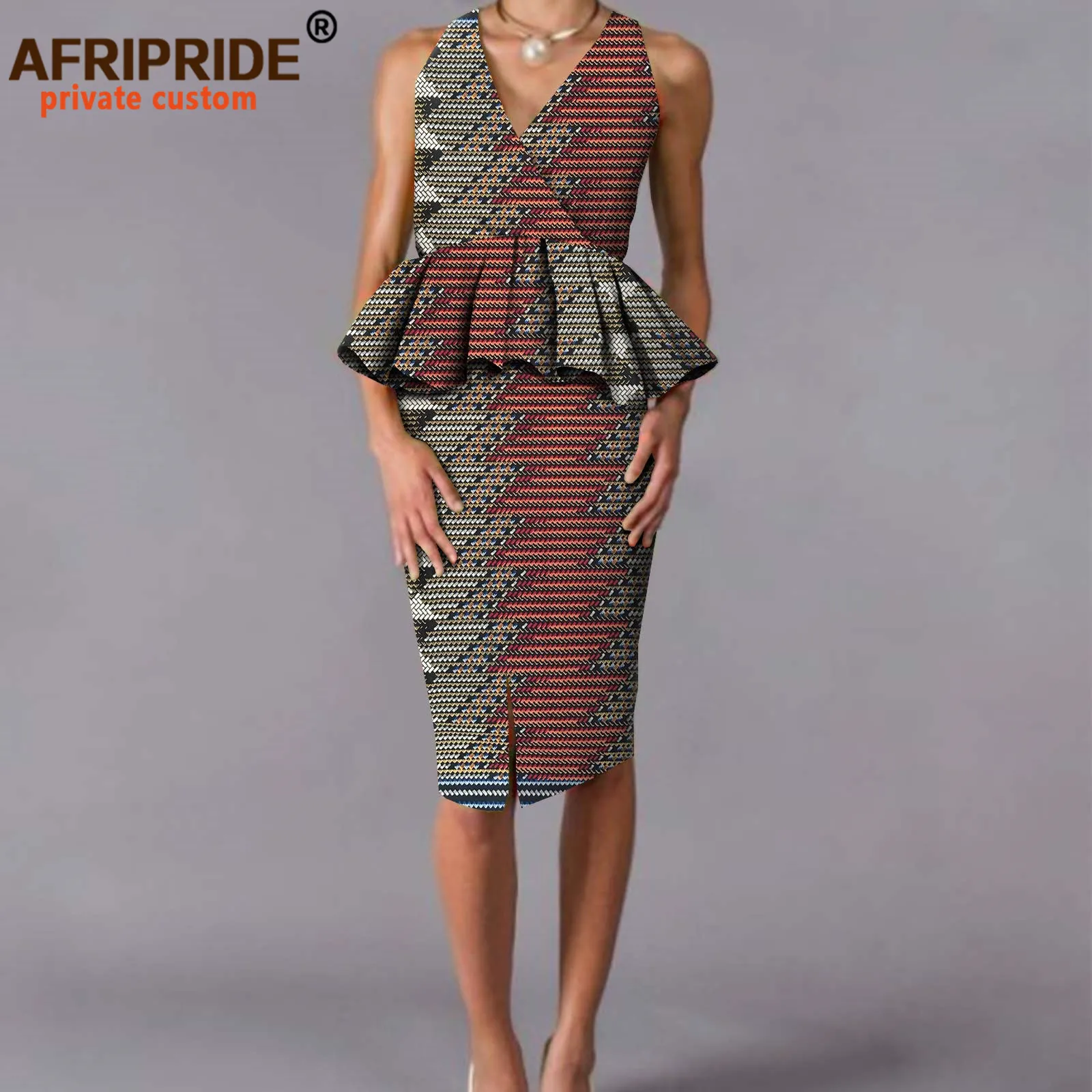 African Print Dresses for Women High Waist Sleeveless Midi Dress Elegant Fashion Ankara Attire Kaftan Plus Size Casual A2225001