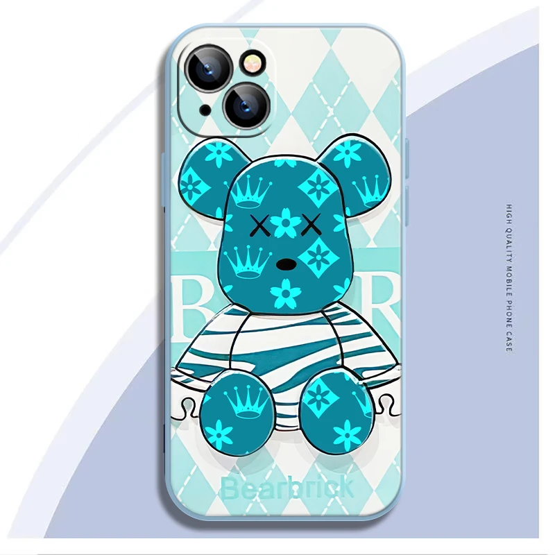 Клетчатый чехол для телефона с куклой и медведем iPhone 13 12 11 Pro Mini X XR XS MAX 6 7 8 Plus