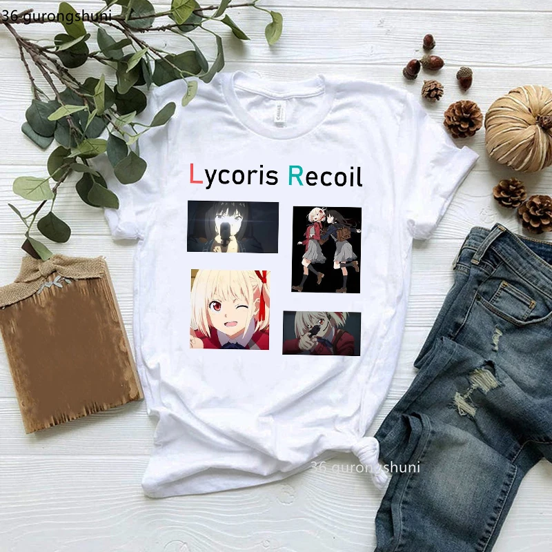 

New Women'S T-Shirt Japanese Anime Lycoris Recoil Graphic Print Tee Shirt Femmey Fashion Harajuku Shirt Tops Streetwear