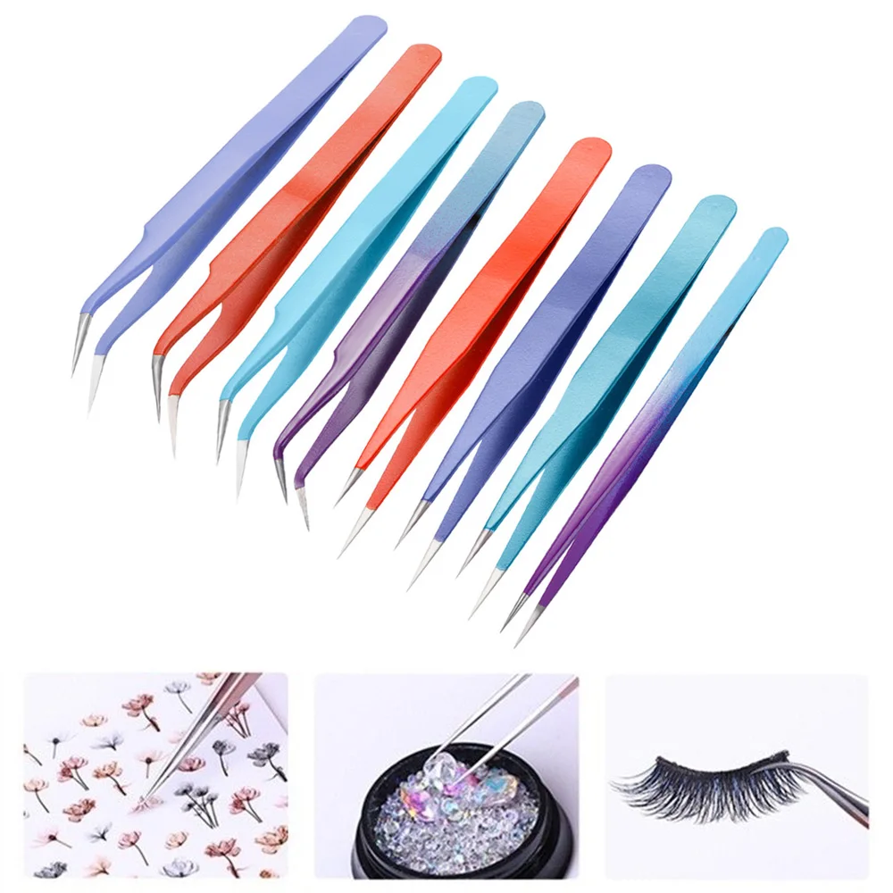 

1 шт. розовые норковые ресницы из нержавеющей стали для наращивания прямые или изгибающиеся искусственные профессиональные ногти Пинцет дл...