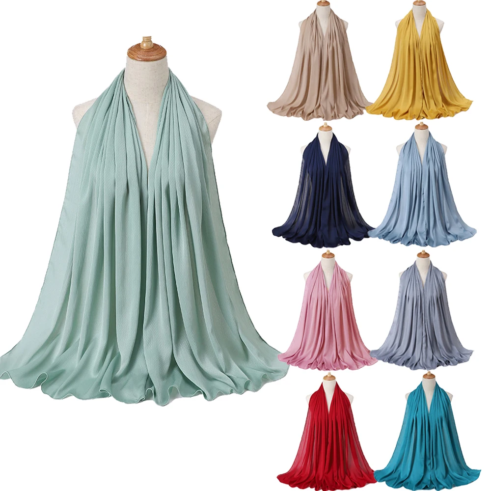 

20 Colors Muslim Hijabs Satin Solider Color Shawls Headband Women Hijabs Scarves Scarf Pleated Crinkled Satin Wrap Head 175*70cm