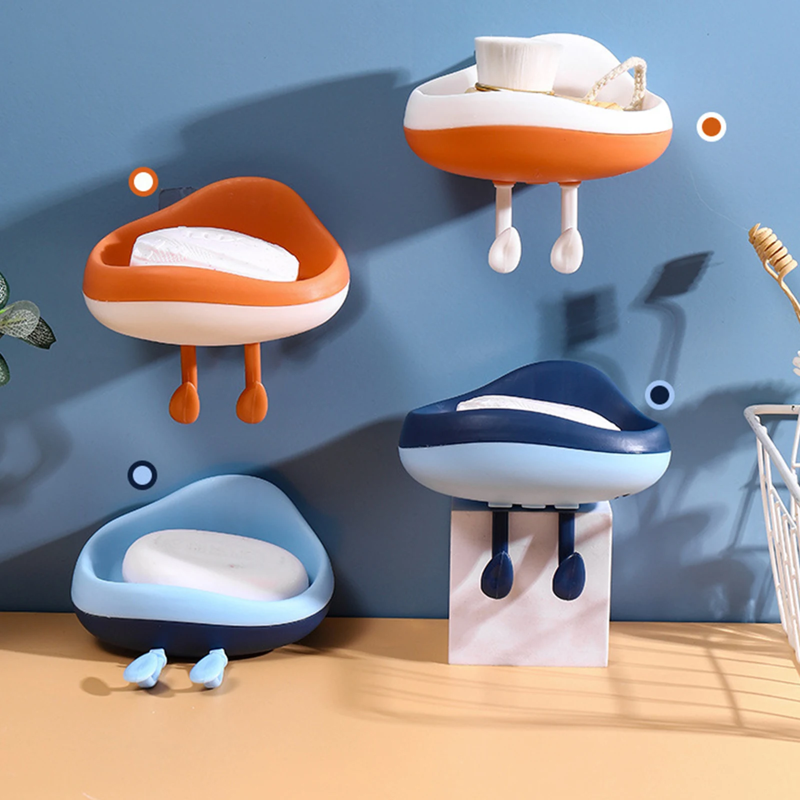 

Cute Cloud Shape Wall-Mounted Soap Box Home Toilet Free Perforated Drain Rack Kitchen Bathroom Soap Box Storage Rack With Hook