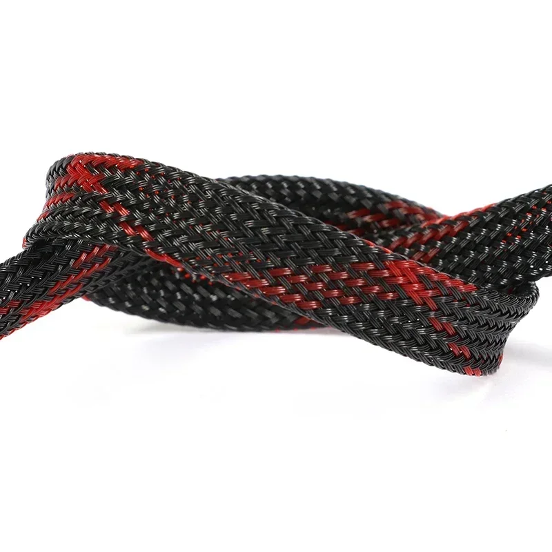 1 ~ 50 м черно-красные перекрестные ПЭТ-плетеные рукава 2/4/6/8/10/12/14/16/20/25/30 мм