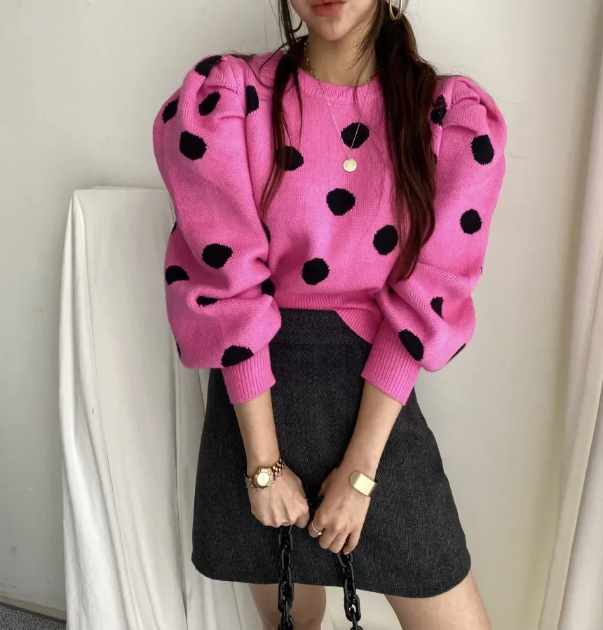 2024 Новый шикарный свитер с пышными рукавами женский стильный осень-зима пуловер