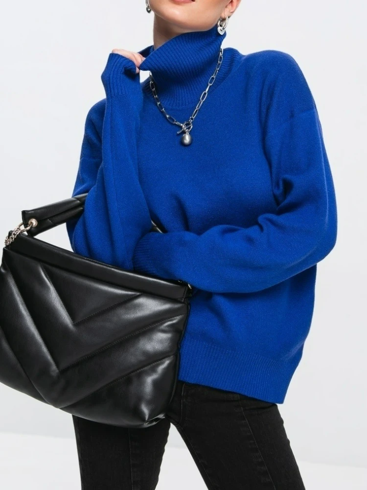 

Black Women's Turtleneck Jumper Sweaters for Women 2023 Winter Korean Oversized Fashion Women Sweaters Long Sleeve Top Pullovers