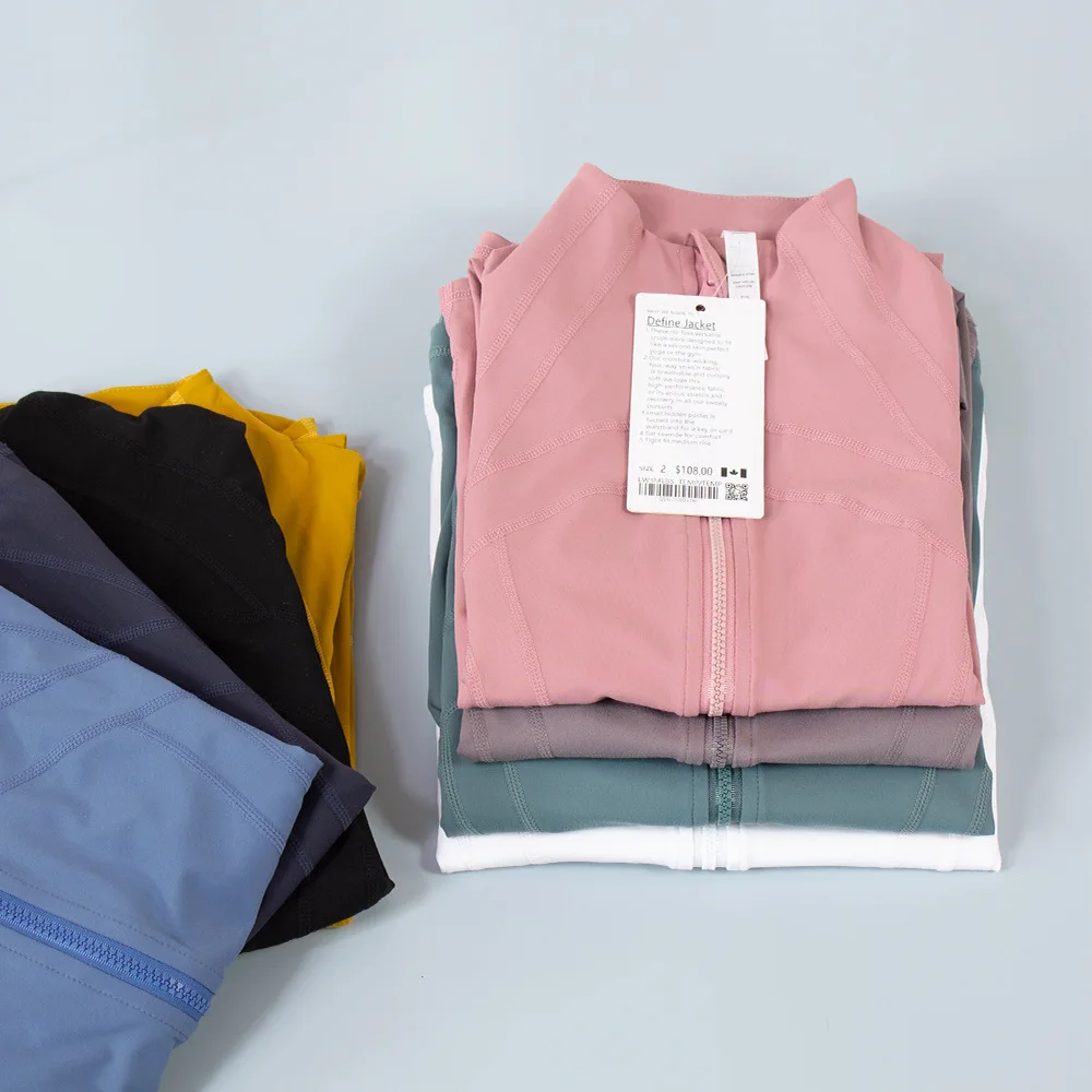 Luluwomen Sports Jacket Yoga Clothes Top Slim Yoga Running Fitness Zipper Stand Collar Slim Fit Long Sleeve Quick Dry Jacket