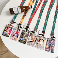 one piece luffy zoro anime keychain student rice access control id card lanyard phone rope holder lariat bus bag keyring kid