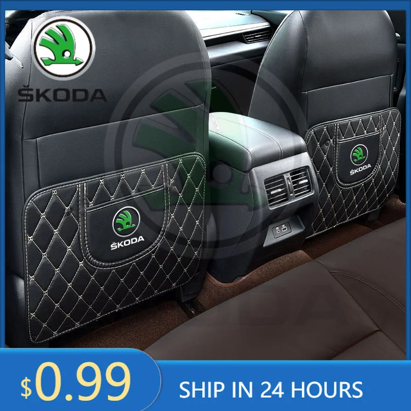 Фото Наклейка на автомобиль для Skoda, 1 шт., кожаная накладка на спинку сиденья, защита от царапин, для Skoda Octavia Kodiaq Superb Yeti 2 A7 Tour RS Rap №1
