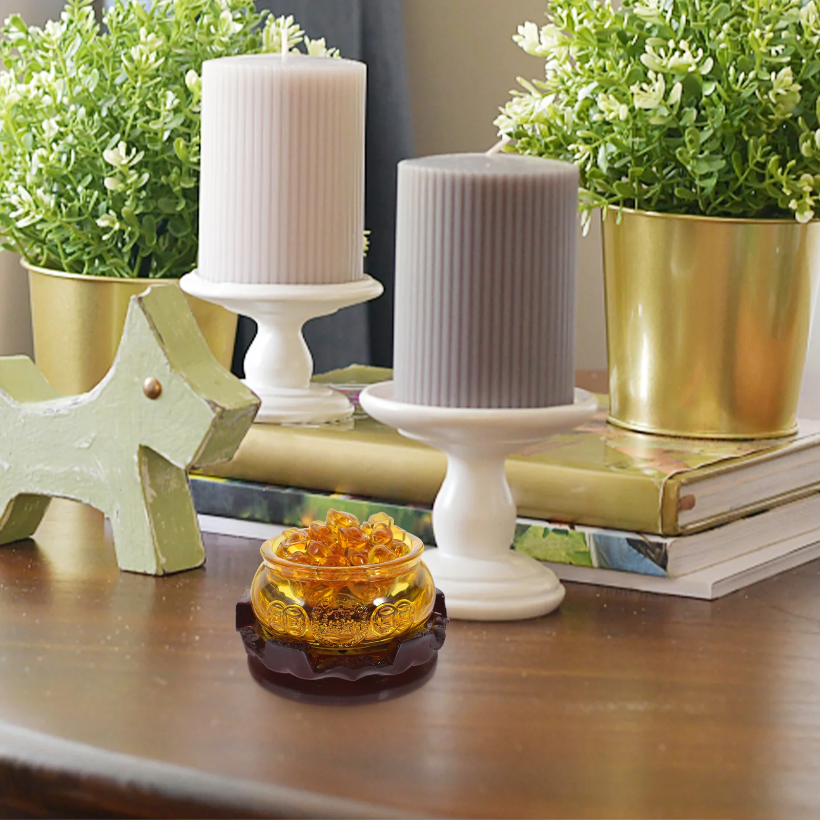 Счастливый хрустальный бассейн украшение с сокровищами китайская книжная полка