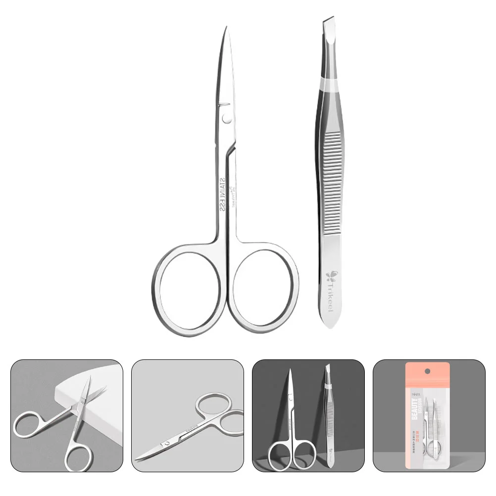 

Stainless Steel Precision Eyebrow Tweezers Scissors Set for Facial and Hair Grooming