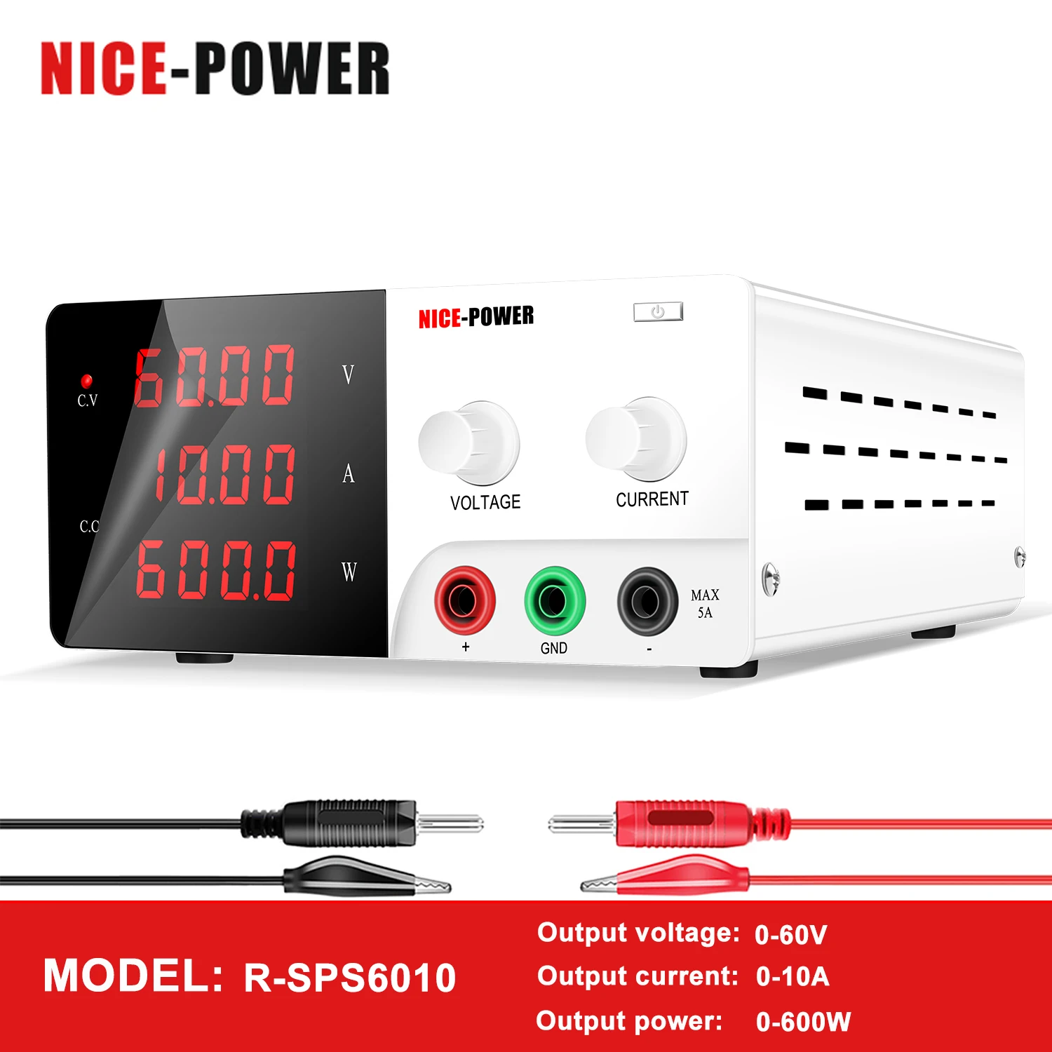 Цифровой Регулируемый источник питания постоянного тока NICE-POWER 30 в, 20 в, 15 В, 60 в, импульсный контрольный стабилизированный электронный тест нагрузки