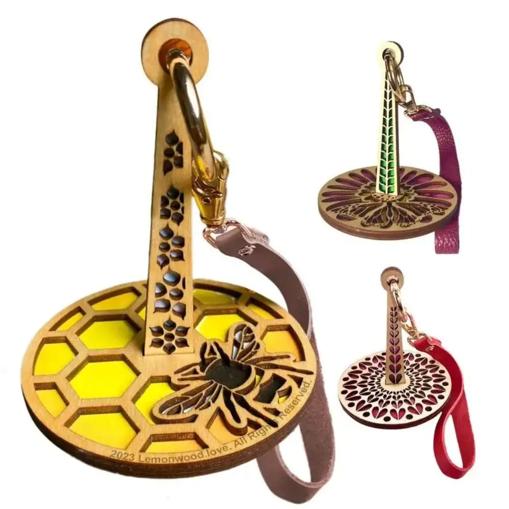 Деревянный портативный держатель для пряжи с кожаным ремешком предотвращает