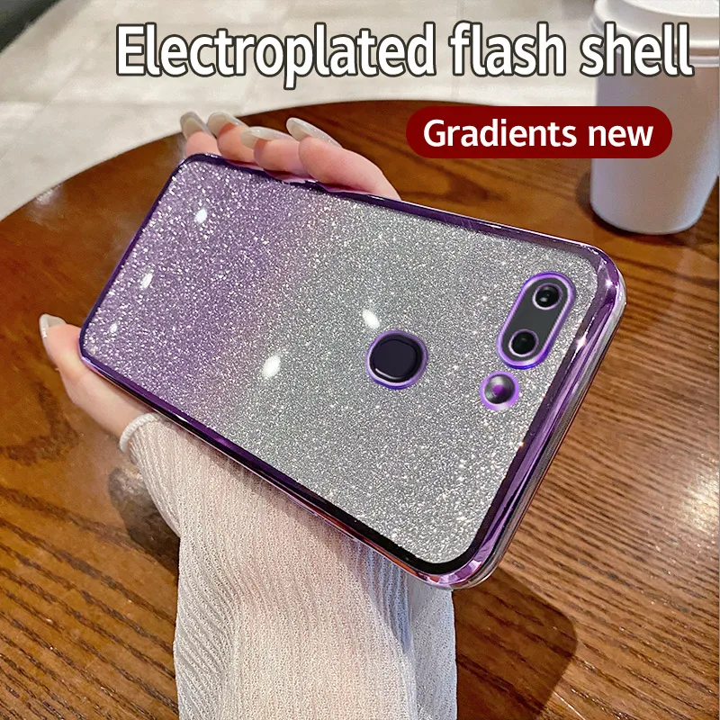 Задняя крышка для телефона R15 роскошное блестящее покрытие Мягкая силиконовая