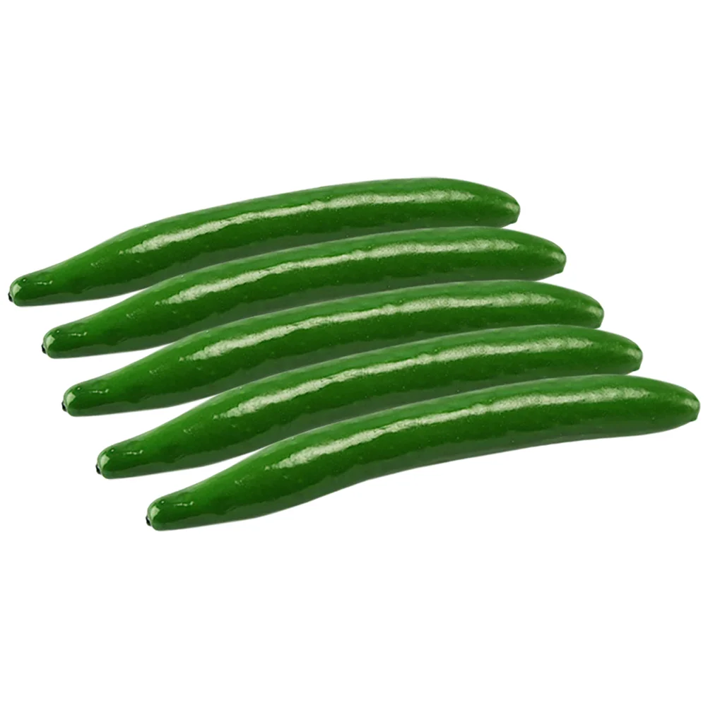 

5 Pcs Food Cucumber Model Faux Plant Decor Pretend Play Foam Simulation Fake Vegetable Models