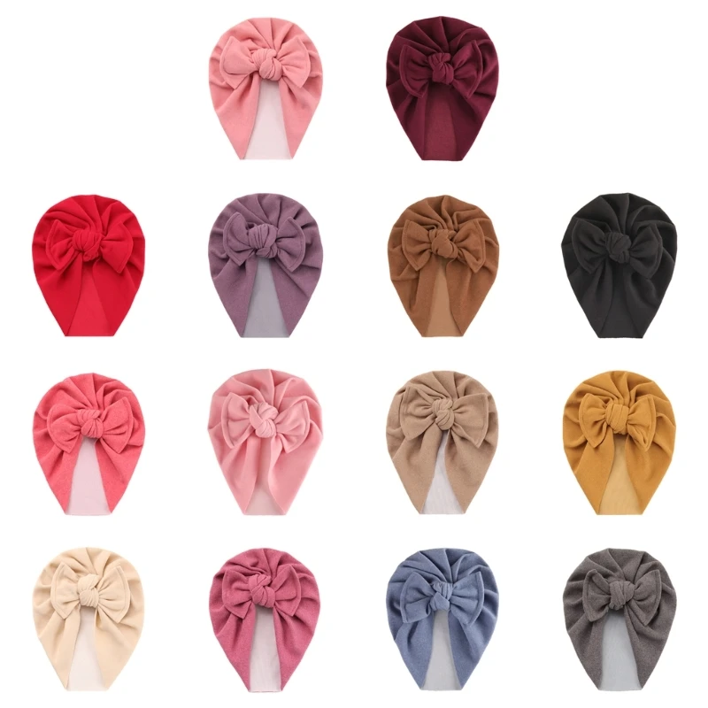 

Детская зимняя шапка M76C, шапка-тюрбан, дышащая шапка для девочек, однотонный головной убор, милая шапочка, удобная для кожи, ручная стирка