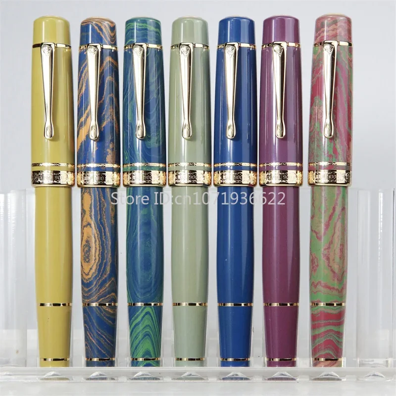 Фото Роскошная перьевая ручка JUNLAI/WingSung 900 Ebonite N0,9, перо из 18-каратного золота KOP, золотой зажим, поршень, стандартное сердцебиение, золотой перо, подарок для письма №2