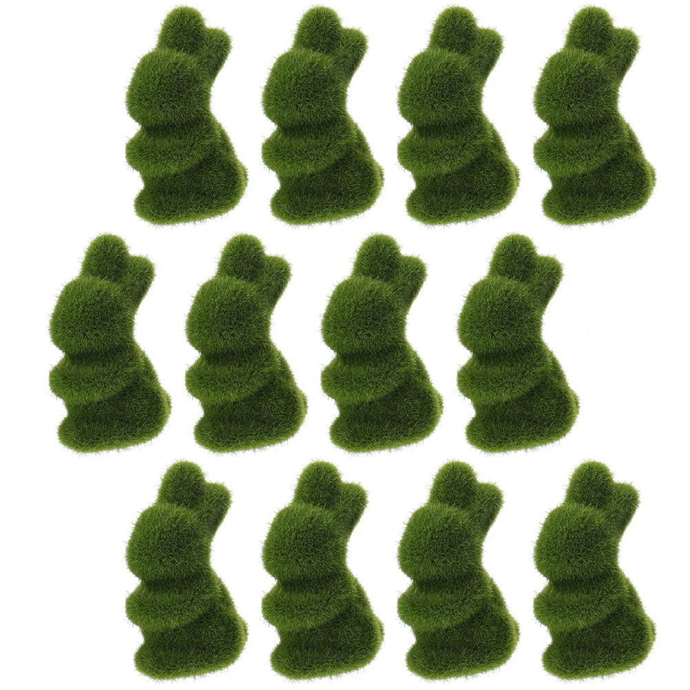

Rabbit Bunny Easter Figurine Moss Statue Garden Decor Flocked Artificial Figure Decoration Tabletopper