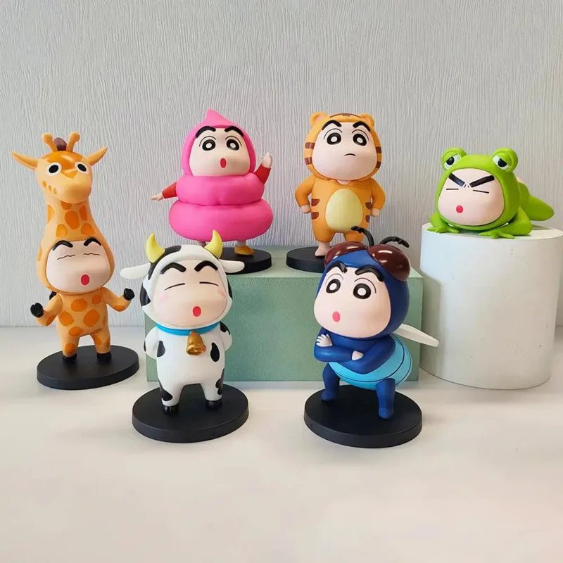 

Crayon Shin Chan Cos Animal Giraffe Frog Tiger Anime Figure Kawaii Doll Figurines Collection Cartoon Movie Peripheral Toy Gifts