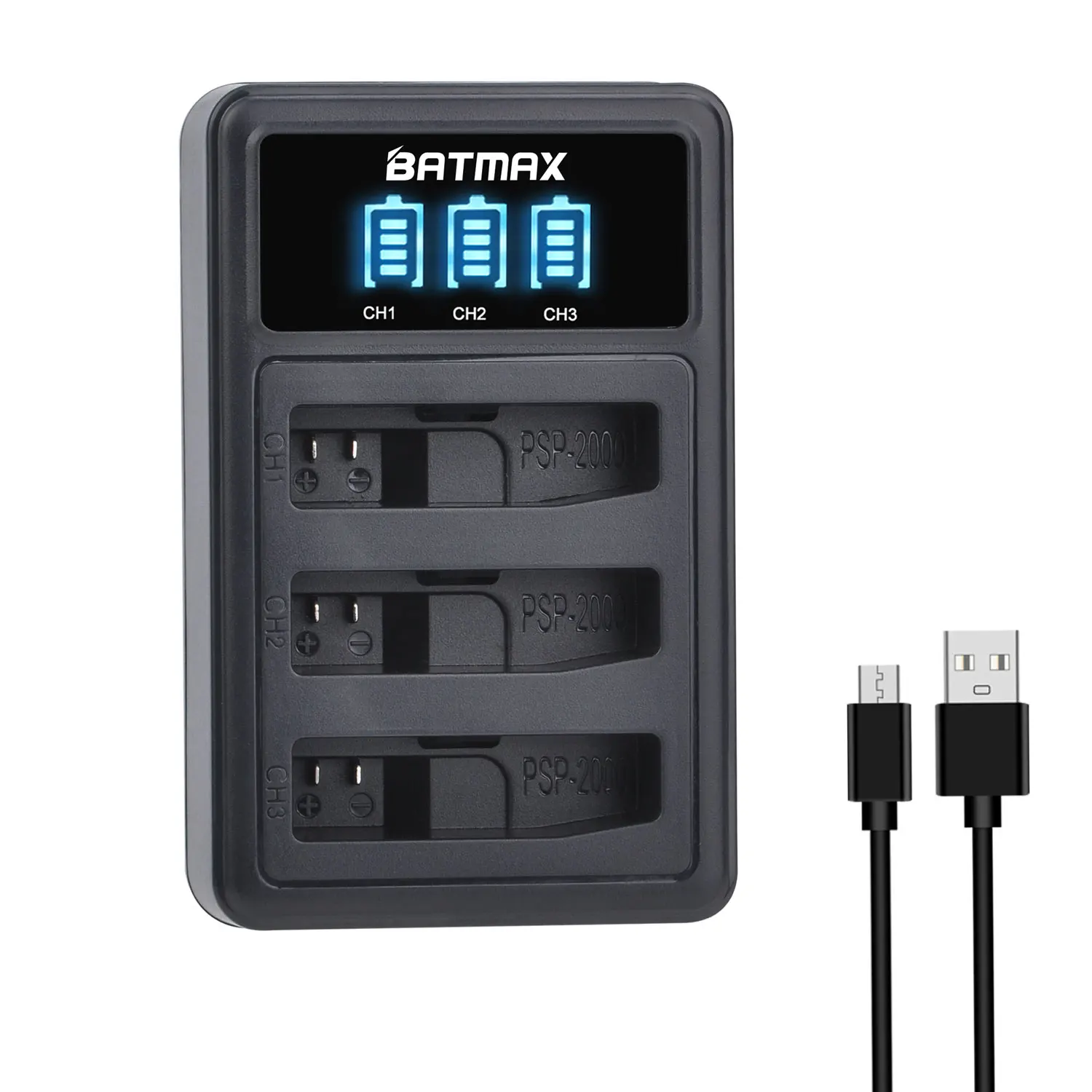 Аккумулятор Batmax PSP-S110 PSP-2000 PSP-3000 + зарядное устройство со светодиодной подсветкой