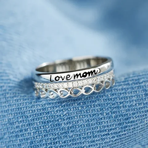 Кольцо с цирконом New Love Mom 925, элитное ретро-резьба Love Mom, подарочное кольцо, модные и элегантные женские повседневные аксессуары