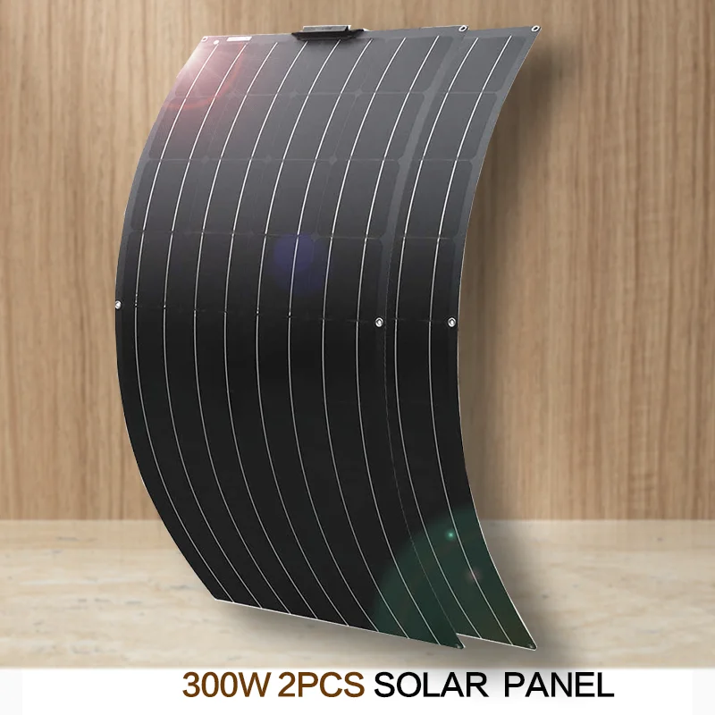 150W 300w Flexible Solar Panel 12V KitsCharge Controller Cable for Battery RV Trailer Boat Cabin Caravan Truck For Home/Camping