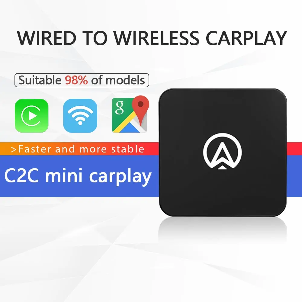 C2C Mini Carplay Box Wireless For Toyota Mazda Nissan Camry Suzuki Subaru Citroen Audi Mercedes Kia Ford Opel IOS15 Spotify BT
