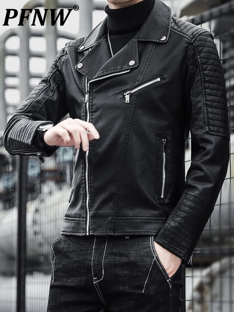 

Мужская куртка из искусственной кожи PFNW, Повседневная Деловая куртка из искусственной кожи в Корейском стиле, модель 12A4942 на осень и весну