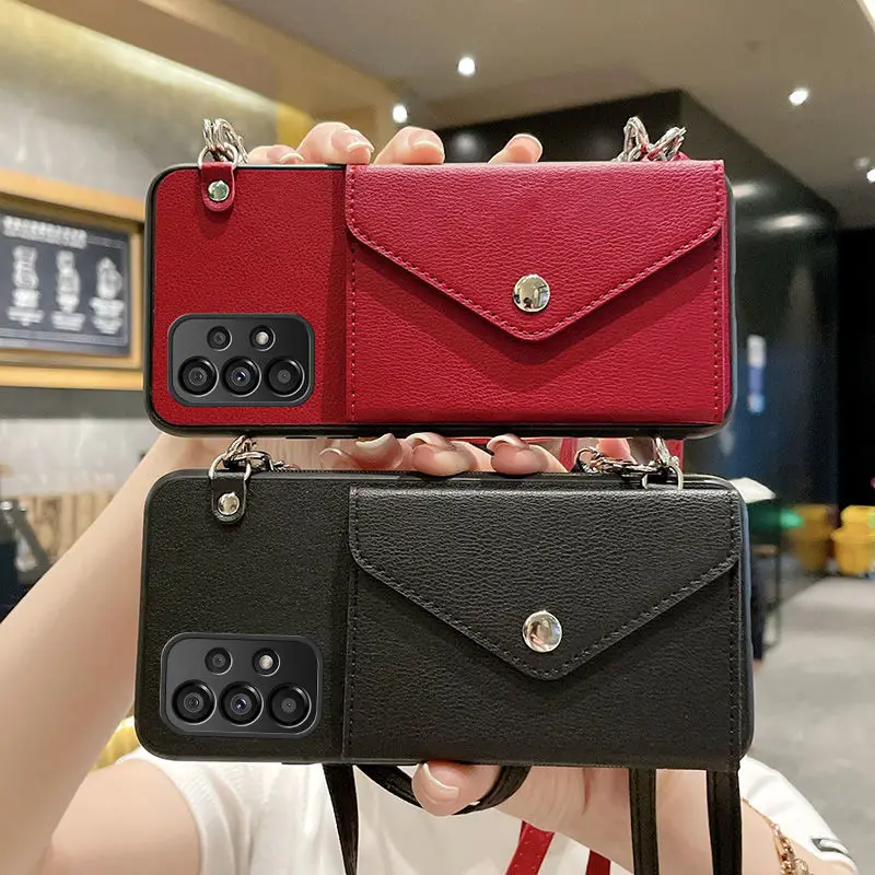 

Suitable For Samsung Galaxy A53 5G Leather Soft Phone Case, Change Card Bag, Crossbody Strap Lanyard