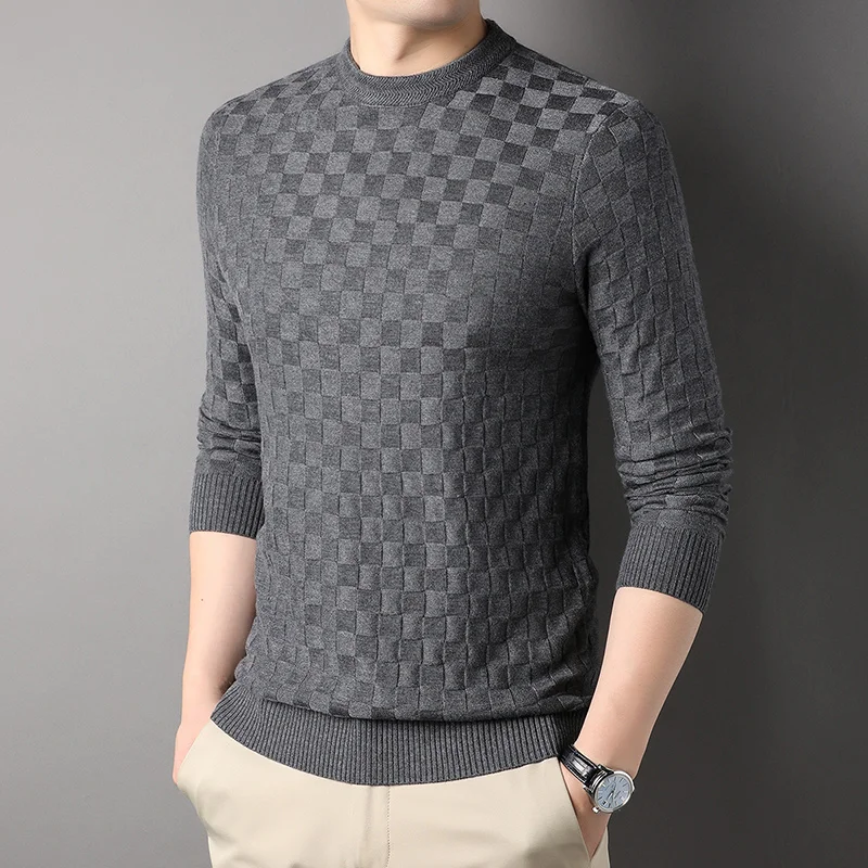 Sweatshirt Top New Fashion Brand Knitted Pullover Ordinary Fashion Men  Luxury Design Korean Plaid Sweater Casual Men's Clothing
