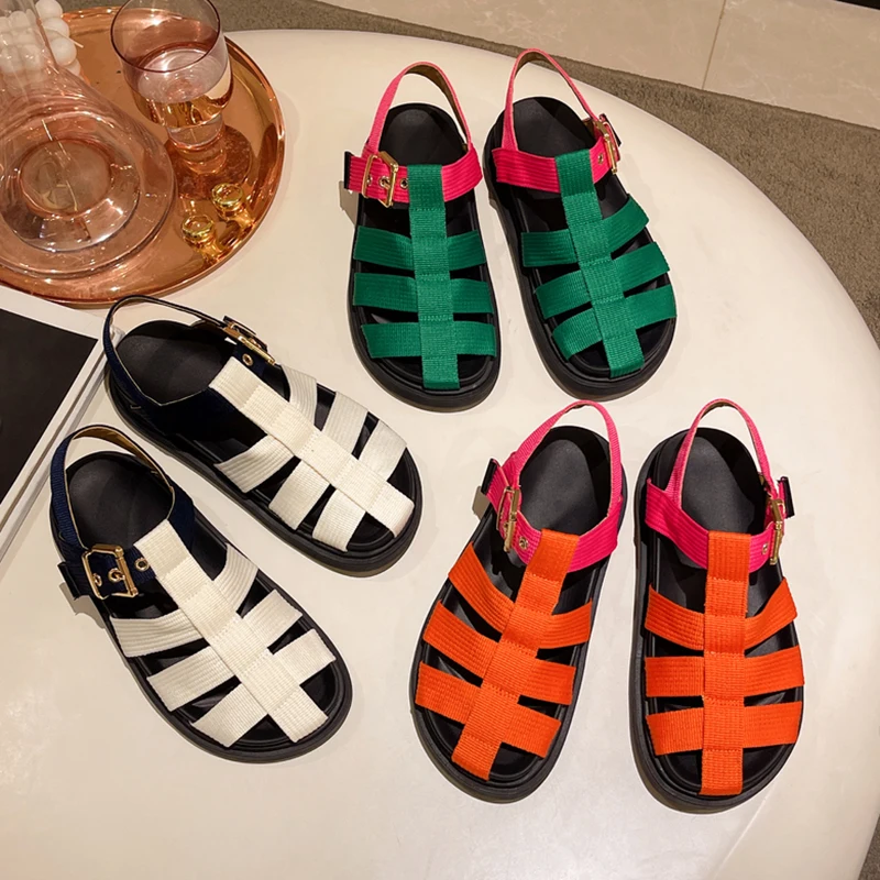 

Сандалии на танкетке женские, мягкие дышащие босоножки на плоской подошве, без каблука, без каблука, гладиаторы, бежевые, лето 2022