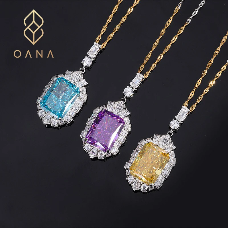 

OANA S925 Silver Popular High Carbon Diamond Light Luxury Shiny Necklace Pendant Jewelry Free Shipping