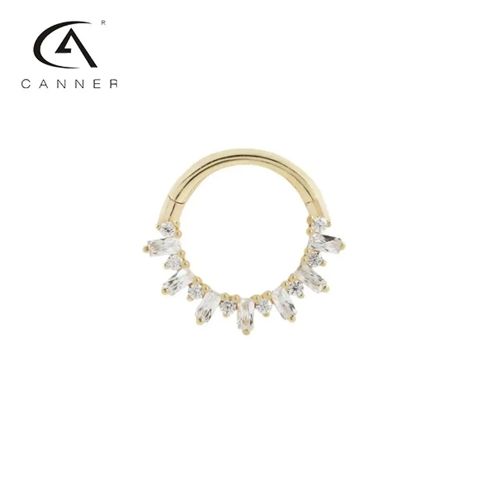 

CANNER Real 925 Sterling Silver Hoop Earrings for Women Crown Shape Diamond Cartilage Earrings Nose Ring Piercing Fine Jewelry
