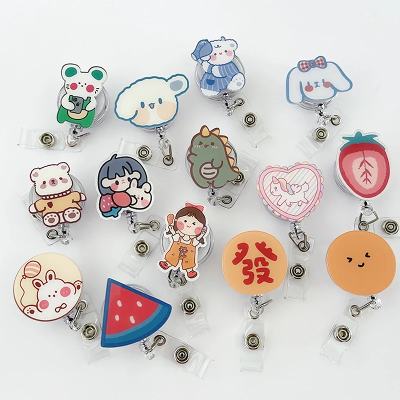 

Cute Lovely Bears Acrylic Retractable Badge Reel Nurse Student Exhibition ID Card Clips Badge Holder Stationery Student Gift