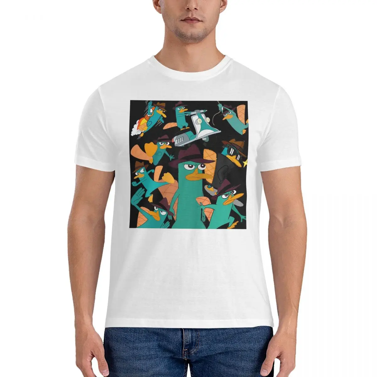 Мужская футболка Perry The Platypus Phineas And Ferb хлопковые футболки большого размера