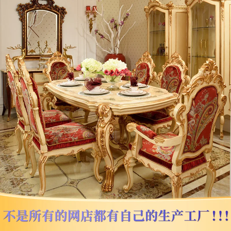 

Роскошный Европейский мраморный стол и стул, сочетание виллы, Большой Резной прямоугольный Ресторанный стол из массива дерева