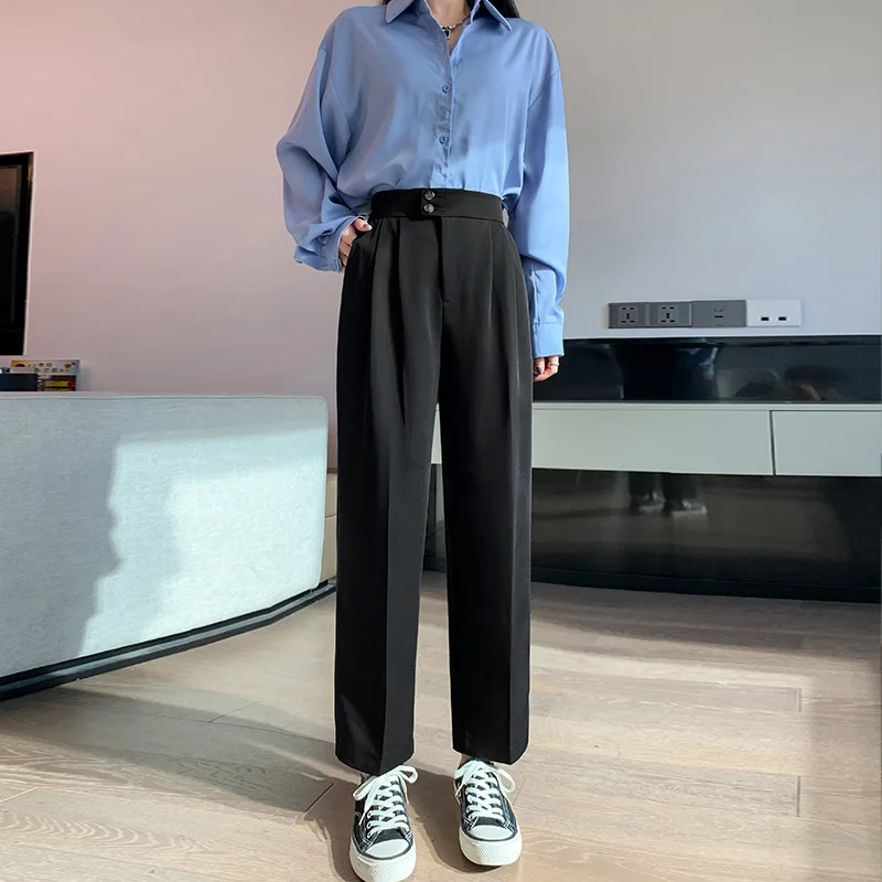 2023 New Wide Leg Pants Women's Summer Spring Autumn High Waist Trousers Hanging Feeling Thin Straight Tube Casual Suit Pants