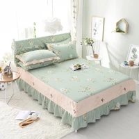 Hoiime Print Bedding Ruffled Bed Skirt 1pc Bed Sheets Mattress Cover with Bandage Queen Full Twin Size Decoration Bed Cover