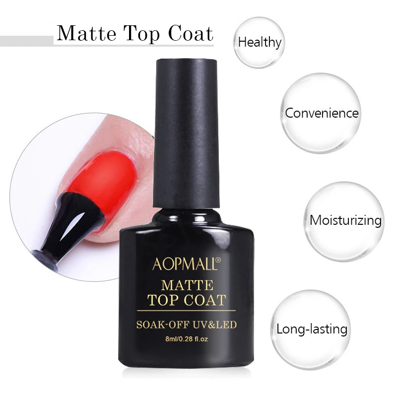 

AOPMALL® 8ml Gel Polish Matt Top Coat UV Lamp Gel Vernis Soak Off Reinforce Long Lasting Nail Art Manicure Gel Seal Lak Lacquer