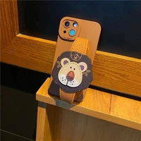 ins caramel lion head wristband silicon anti drop mobile phone case for iphone xr xs max 8 plus 11 12 13 pro max case