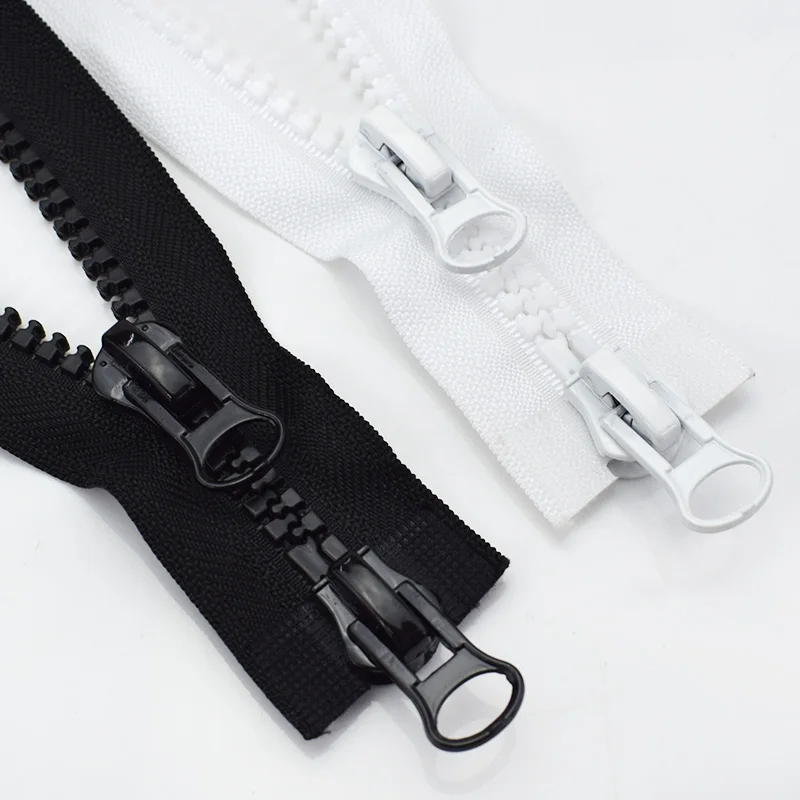 2pcs 60-300cm 5# 8# 10# Double Slider Resin Zipper Open-End Auto Lock Zip for Jacket Tent Sewing Zippers DIY Garment Accessories