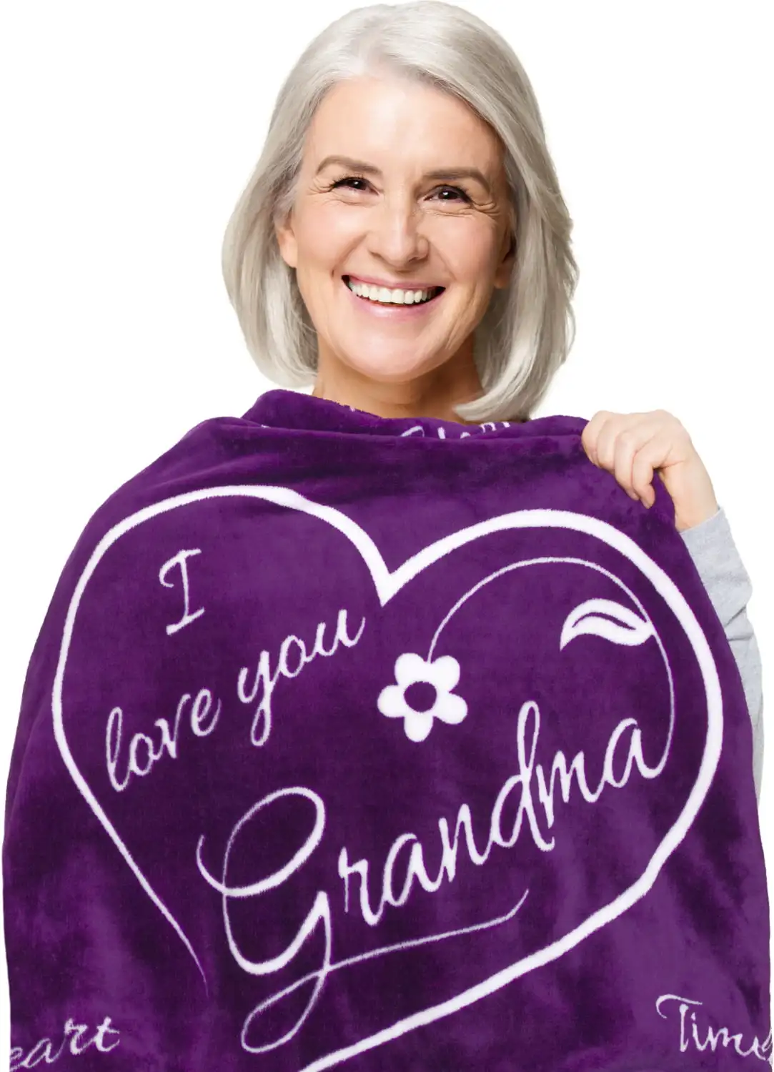 

Love You Grandma Blanket by - Gifts for Grandma (Red Fleece Throw 65" x 50") Blanket For Sofa Bed Cover Fluffy Soft